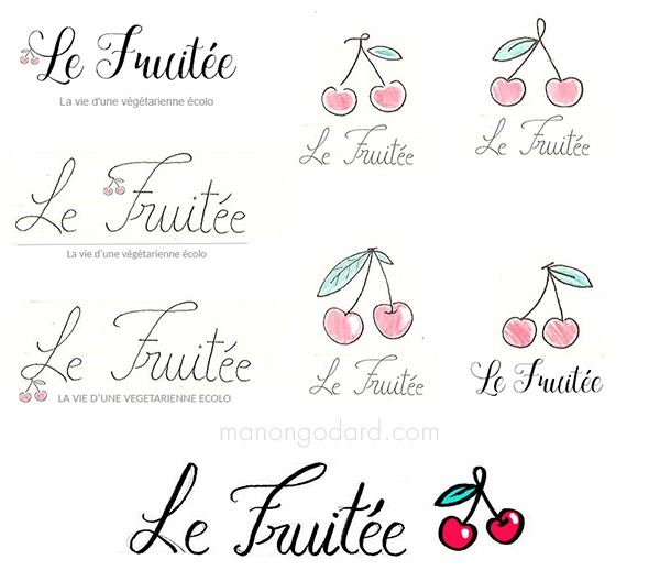 Recherches / croquis pour la création d'un logo et d'une bannière de blog.