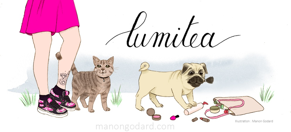 Illustration personnalisée pour la bannière de la blogueuse Lumitea - Illustratrice : Manon Godard