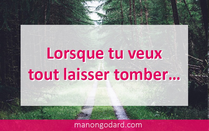 Lorsque tu veux tout laisser tomber…