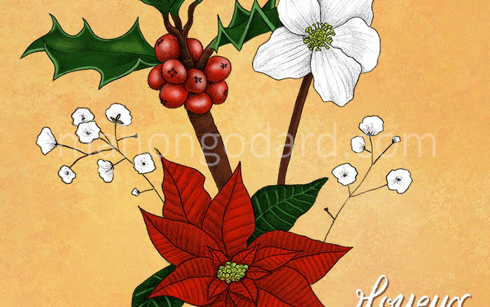 Illustration végétale "Joyeux Noël !" par Manon Godard