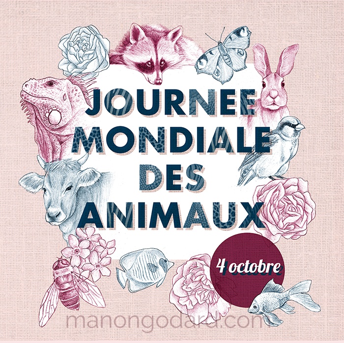 Illustration pour la Journée Mondiale des Animaux par Manon Godard (2018)