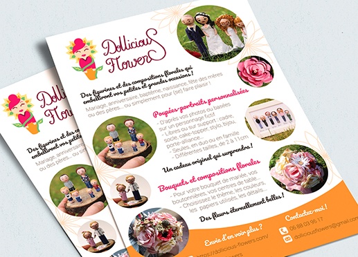 Flyer pour Dollicious Flowers, entrepreneuse créative